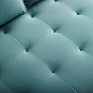 Emerald Green Velvet seat Sofa with Bolster Pillows and Walnut Legs - Image 3