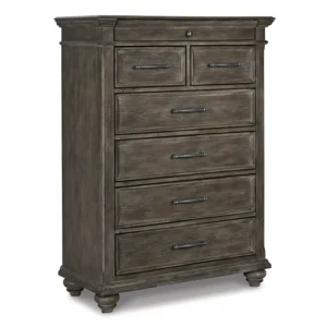 Classic Dark Brown Polish Finish 6-Drawer Tallboy Chest of Drawers - Image 2