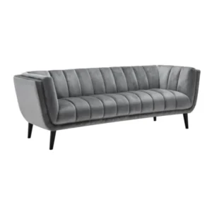 Contemporary Grey Velvet Fluted Sofa and Armchair Living Room Set - Image 2