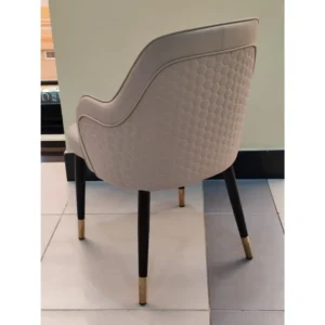 Elegant Beige Leatherette Dining Chair with Black and Gold Legs - Image 2