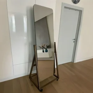 Full Length Standing Floor Mirror with Dark Brown Solid Wood A-Frame Easel - Image 1