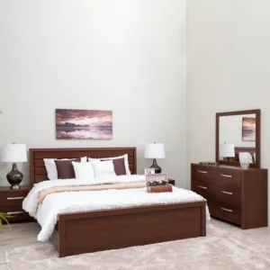 Classic Mahogany Finish Solid Wood Sleigh Bed Set - Image 1