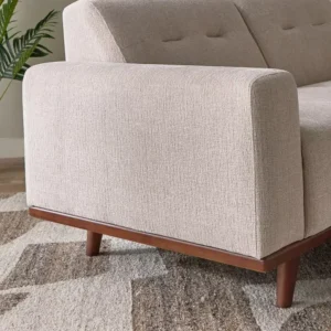 Modern 3-Piece Jute Fabric Sofa Set in White and Brown - Image 3