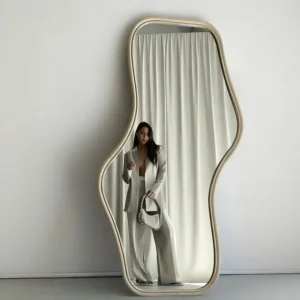 Luxury Gold Deco Wavy Full-Length Floor Mirror - Image 1