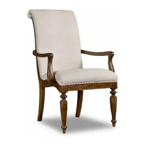 Classic Dark Brown Wooden Accent Chairs with White Jute - Image 2