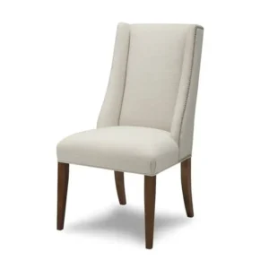 Classic White Jute Dining Chair with Wingback Profile and Brown Polish Legs - Image 1