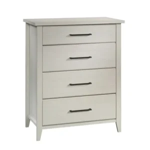 Modern Light Oak 4-Drawer Chester Chest of Drawers with Black Hardware - Image 1