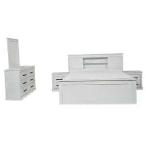 Nordic Simple White Deco Bed with Built-in Bookshelf - Image 3