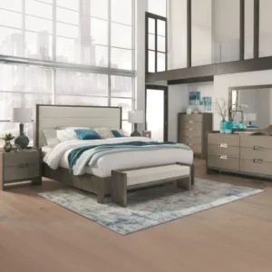 Modern Dark Brown and White Leatherette Padded Bedroom Suite - Image 1