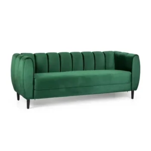 Verdant Modern Emerald Green Velvet Channel Tufted Sofa - Image 1