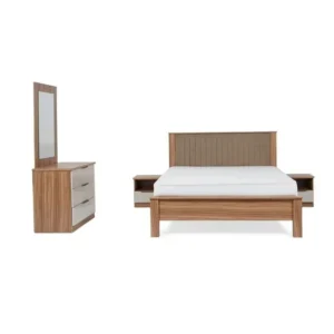 Modern Two-Tone Laminated Platform Bed with Integrated Storage - Image 2