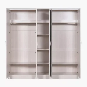Simple Large 5-Door White Wardrobe with Central Mirror - Image 2