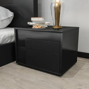 Modern Matte Black Minimalist Side Table with Dual Integrated Drawers - Image 1