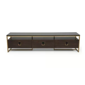 Elite Dark Wood and Gold Minimalist TV Console - Image 3