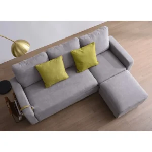 Contemporary Grey L-Shaped Sectional Sofa with Versatile Ottoman - Image 2