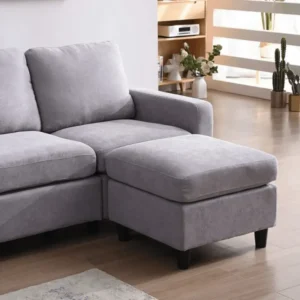 Contemporary Grey L-Shaped Sectional Sofa with Versatile Ottoman - Image 3