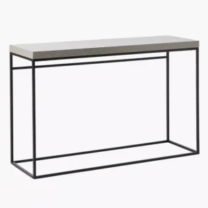 Minimalist Grey Stone Top Console Table with Slim Black Metal Frame - Image 2
