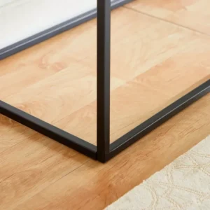 Minimalist Grey Stone Top Console Table with Slim Black Metal Frame - Image 3