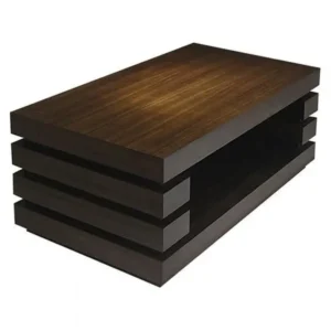 Linear Slatted Dark Brown Modern Coffee Table - Image 1