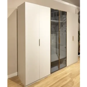 Luxury White & Gold Turkish Style Wardrobe with Glass Center Doors - Image 2