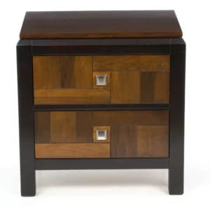 Classic Dark Brown Polish Bed with Intricate Wood Paneling - Image 3