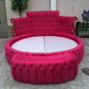 Luxury Grand Beige Velvet Sofa with Gold Trim and Designer Cushions - Image 1