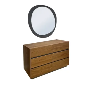 Modern Scandinavian Light Brown Wood Bed with White Jute Padding - Image 3