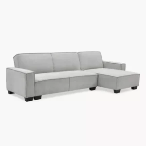 Modern L-Shaped Grey Fabric Sectional Sofa with Black Legs - Image 2