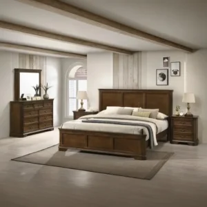 Classic Solid Wood Polish Bed with Traditional Carved Details - Image 1