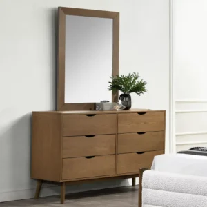 Modern Light Brown Wood and White Textured Fabric Bed with Matching Drawers - Image 2