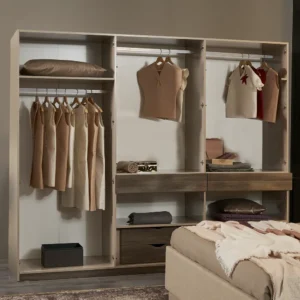 Premium 4-Door Wardrobe with Tinted Glass and Grey Deco Finish - Image 2