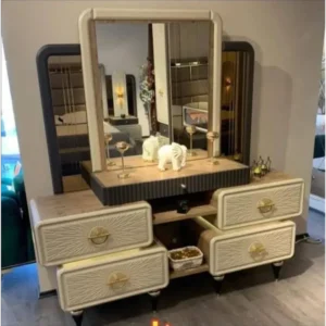 Turkish Grey Jute Fabric Bed with Quilted Headboard and Integrated Bench - Image 2