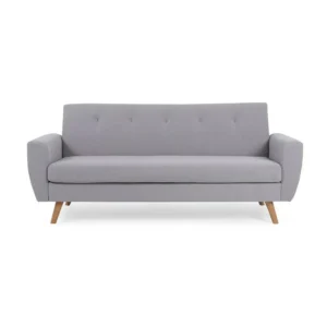 Modern Minimalist Grey Jute Fabric Sofa with Oak Legs - Image 1