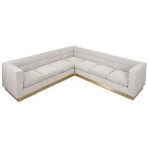 Turkish Style L-Shaped White Jute Sectional Sofa - Image 1