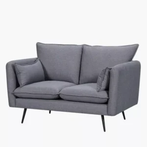 Modern Minimalist Grey Fabric Sofa Set with Slim Black Legs - Image 2