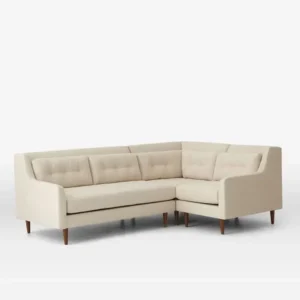 Nordic Style Beige Fabric L-Shaped Sectional Sofa with Tapered Legs - Image 1