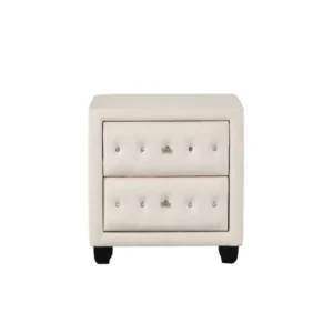 Royal Grand Chesterfield Upholstered Fabric Wingback Bed in White - Image 2