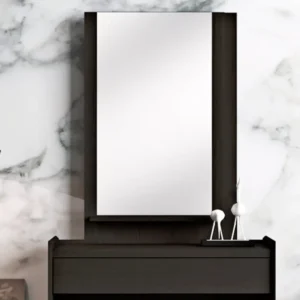 Modern Minimalist Dark Brown Laminated Dressing Table with Large Rectangular Mirror - Image 3