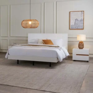 Modern White Deco Platform Bed with Recessed Lighting Detail - Image 2