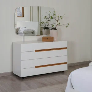 Modern White Deco Platform Bed with Recessed Lighting Detail - Image 3