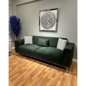 Luxury Turkish Green Velvet Sofa Set with Gold Metallic Legs - Image 3