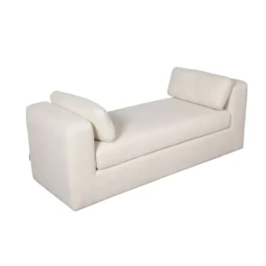 Minimalist White Leather Rite Settee with Symmetrical Bolster Cushions - Image 2