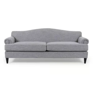 Sophisticated Grey Jute Fabric Sofa with Arched Backrest - Image 1