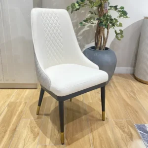 Modern Luxury 10-Seater White Marble Top Dining Table with Quilted Chairs - Image 2