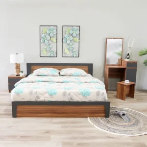 Modern Grey and Light Brown Laminated Bedroom Set - Image 1