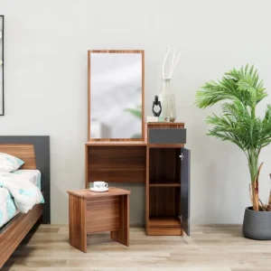 Modern Grey and Light Brown Laminated Bedroom Set - Image 2