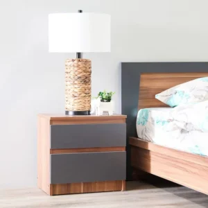 Modern Grey and Light Brown Laminated Bedroom Set - Image 3