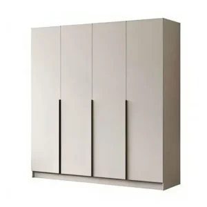 Minimalist 4-Door Wardrobe in Pure White with Recessed Vertical Grips - Image 1