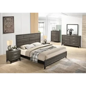 Urban Loft Dark Oak Paneled Platform Bed - Image 3