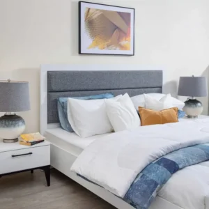 Nordic Grey and White Padded Modern Deco Bed - Image 3